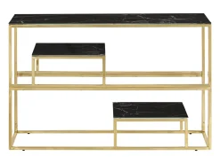 Mesa consola acero inoxidable dorado y vidrio templado