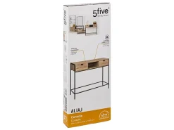Mesa consola Aliaj 2 cajones madera/metal roble 80x100x35 cm