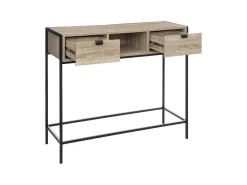 Mesa consola Aliaj 2 cajones madera/metal roble 80x100x35 cm