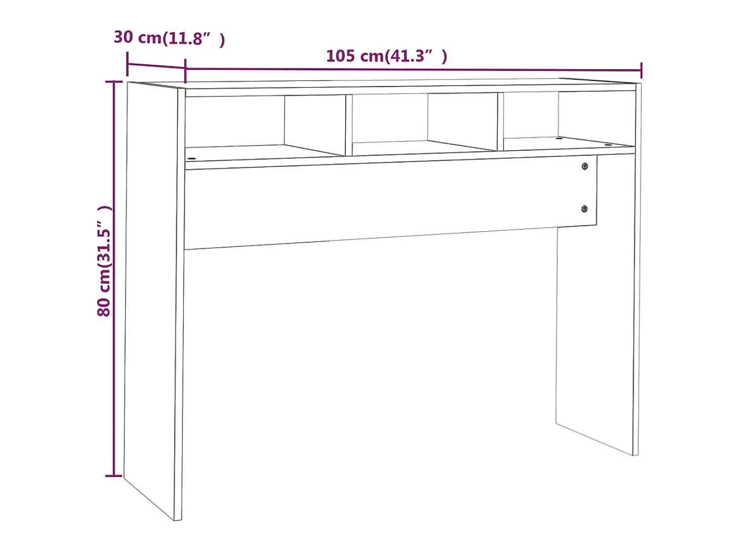 Mesa consola blanca brillante 105x30x80 cm madera de ingeniería