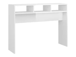 Mesa consola blanca brillante 105x30x80 cm madera de ingeniería