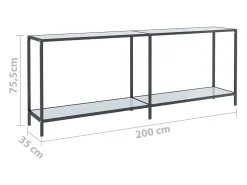 Mesa consola Blanca 200x35x75,5 cm Cristal templado
