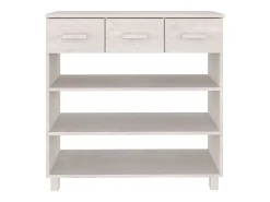 Mesa consola Blanca 90x35x90 cm Madera maciza de pino