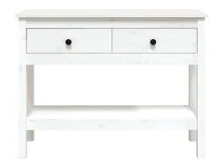 Mesa consola Blanca 100x35x75 cm Madera maciza de pino