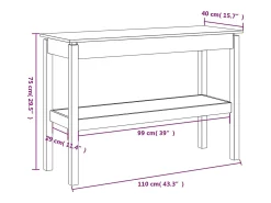 Mesa consola Blanca 110x40x75 cm Madera maciza de pino