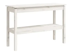 Mesa consola Blanca 110x40x75 cm Madera maciza de pino