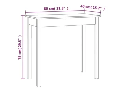 Mesa consola Blanca 80x40x75 cm Madera maciza de pino