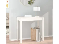 Mesa consola Blanca 80x40x75 cm Madera maciza de pino
