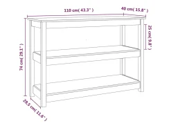 Mesa consola Blanca 110x40x74 cm Madera maciza de pino