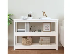 Mesa consola Blanca 110x40x74 cm Madera maciza de pino