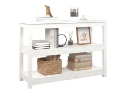 Mesa consola Blanca 110x40x74 cm Madera maciza de pino