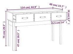 Mesa consola Blanca 114x40x75 cm Madera maciza de pino
