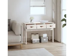 Mesa consola Blanca 114x40x75 cm Madera maciza de pino