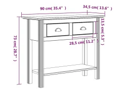 Mesa consola BODO madera maciza de pino gris 90x34,5x73 cm
