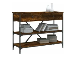Mesa consola cajones estantes madera ingeniería roble ahumado