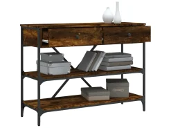 Mesa consola cajones estantes madera ingeniería roble ahumado ES251973