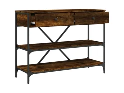 Mesa consola cajones estantes madera ingeniería roble ahumado ES251973