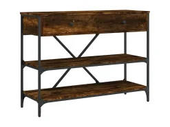 Mesa consola cajones estantes madera ingeniería roble ahumado ES251973