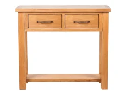Mesa consola con 2 cajones madera maciza de roble 83x30x73 cm