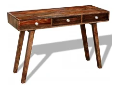 Mesa consola con 3 cajones madera maciza sheesham 76 cm