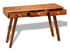 Mesa consola con 3 cajones madera maciza sheesham 76 cm
