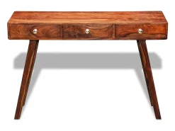 Mesa consola con 3 cajones madera maciza sheesham 76 cm