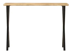 Mesa consola con borde natural madera maciza mango 105x33x76 cm