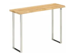 Mesa consola con borde natural madera mango maciza 105x33x76 cm