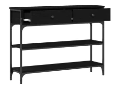 Mesa Consola con cajón con estante Roble negro 100 x 25 x 75 cm