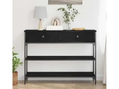Mesa Consola con cajón con estante Roble negro 100 x 25 x 75 cm