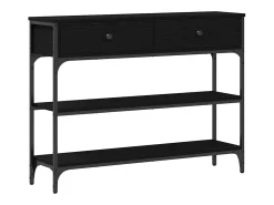 Mesa Consola con cajón con estante Roble negro 100 x 25 x 75 cm