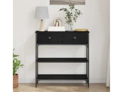 Mesa Consola con cajón Roble negro 72.5 x 25 x 75 cm