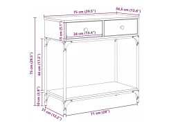 Mesa Consola con cajón Roble artisan 75 x 34.5 x 75 cm