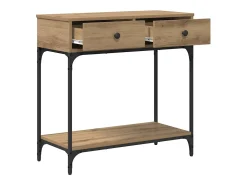 Mesa Consola con cajón Roble artisan 75 x 34.5 x 75 cm