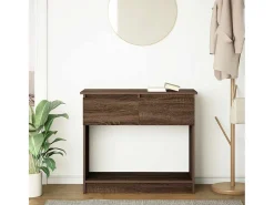 Mesa consola con cajones roble marrón 85,5x38,5x74,5 cm