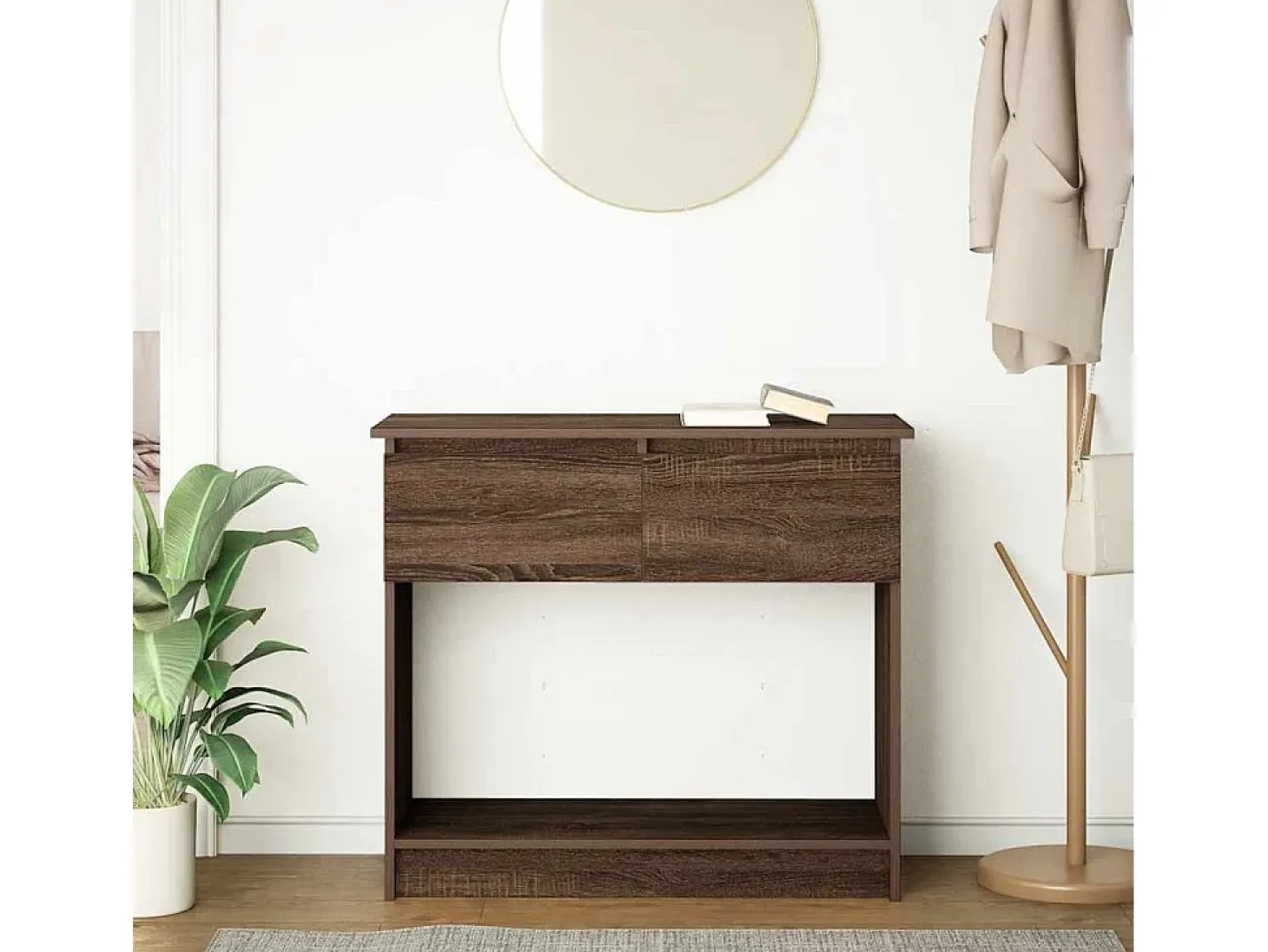 Mesa consola con cajones roble marrón 85,5x38,5x74,5 cm