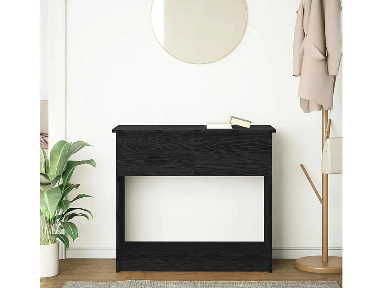 Mesa consola con cajones negra 85,5x38,5x74,5 cm