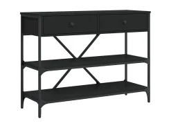 Mesa consola con cajones y estantes madera de ingeniería negro ES716176