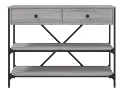Mesa consola con cajones estantes madera ingeniería Sonoma gris