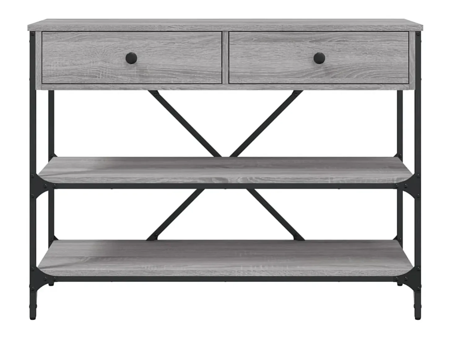Mesa consola con cajones estantes madera ingeniería Sonoma gris