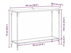 Mesa Consola con estante Madera vieja 101 x 30.5 x 75 cm