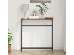 Mesa Consola con estante Roble artisan 75 x 19.5 x 75 cm