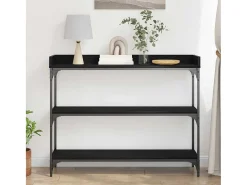 Mesa Consola con estante Roble negro 100 x 30 x 80 cm