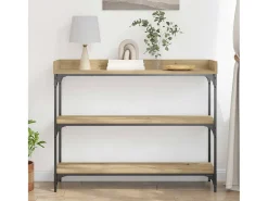 Mesa Consola con estante Roble artisan 100 x 30 x 80 cm