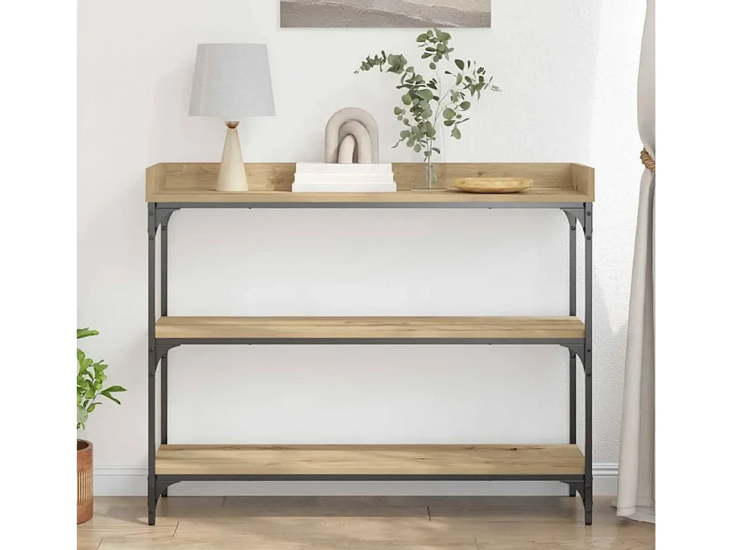 Mesa Consola con estante Roble artisan 100 x 30 x 80 cm