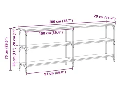 Mesa Consola con estante Madera Vieja 200 x 29 x 75 cm