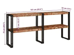 Mesa Consola con estante Multicolor madera maciza reciclada