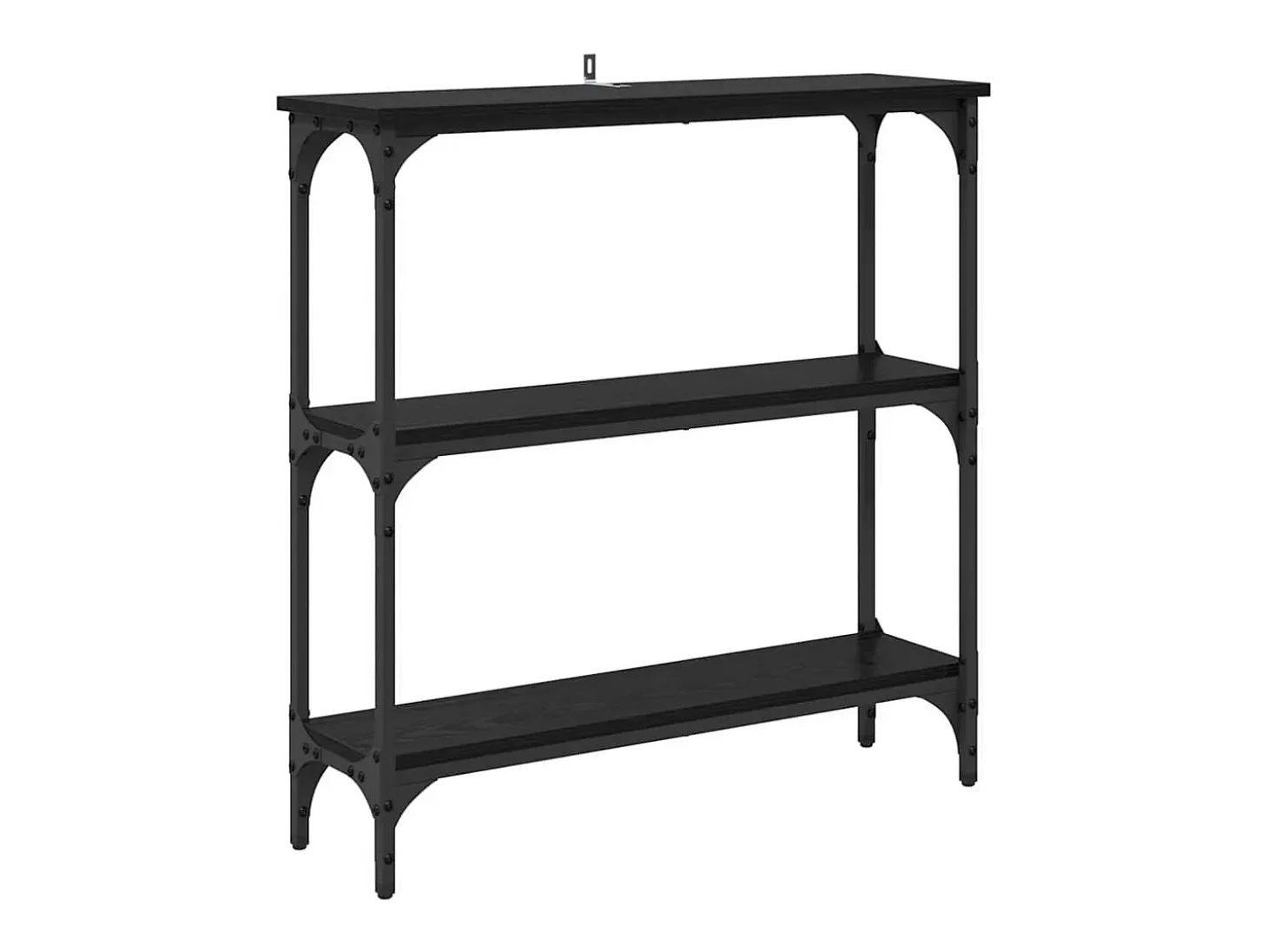 Mesa Consola con estante Roble negro 75 x 22.5 x 75 cm