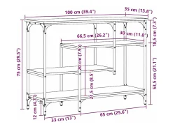 Mesa Consola con estante Madera vieja 100 x 35 x 75 cm