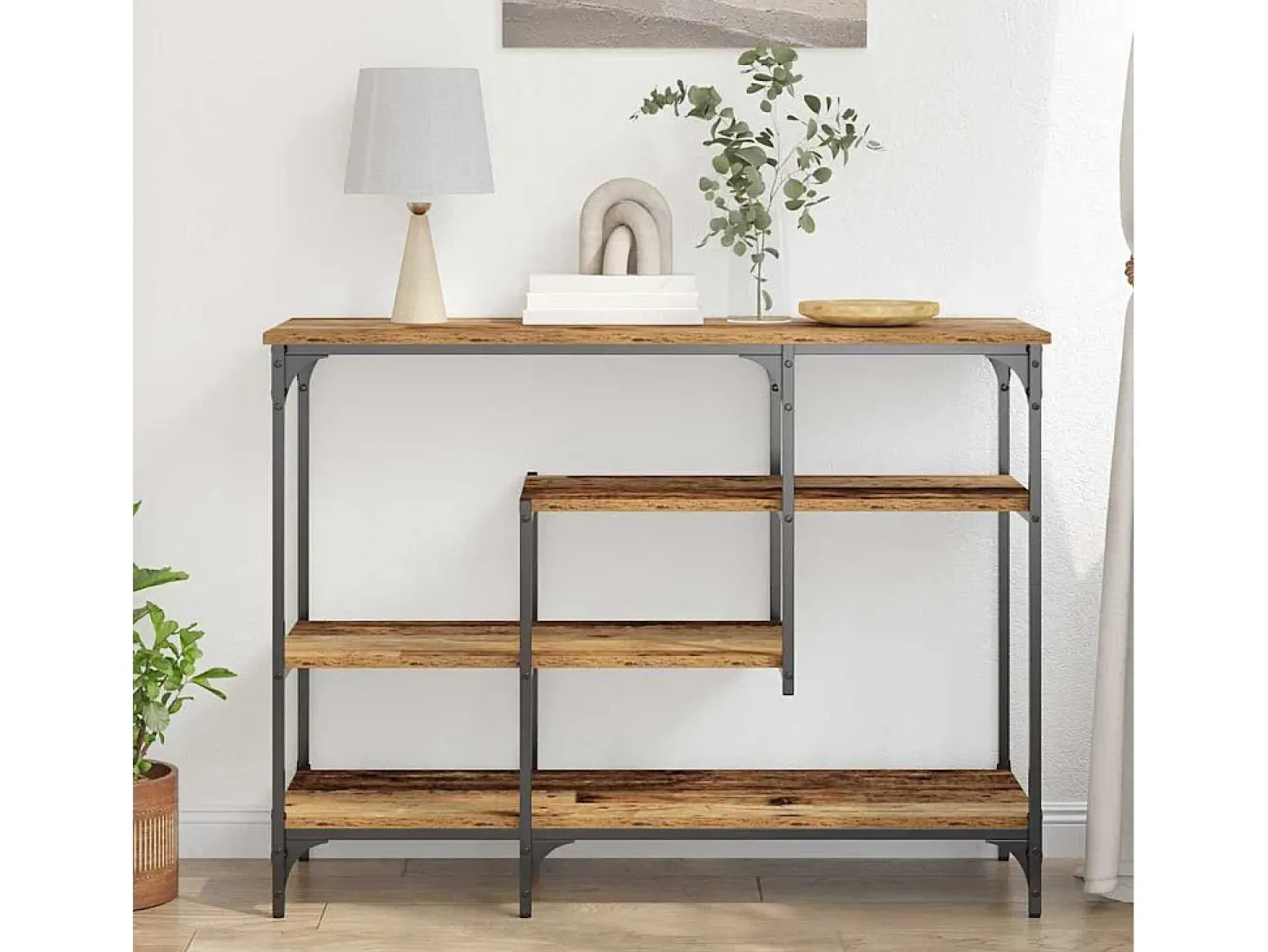 Mesa Consola con estante Madera vieja 100 x 35 x 75 cm